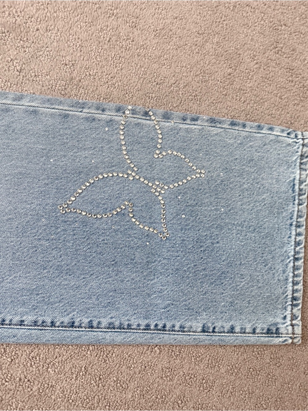 PacSun Light Blue Straight-Leg Jeans with Studded Butterfly Details - Picture 3 of 9